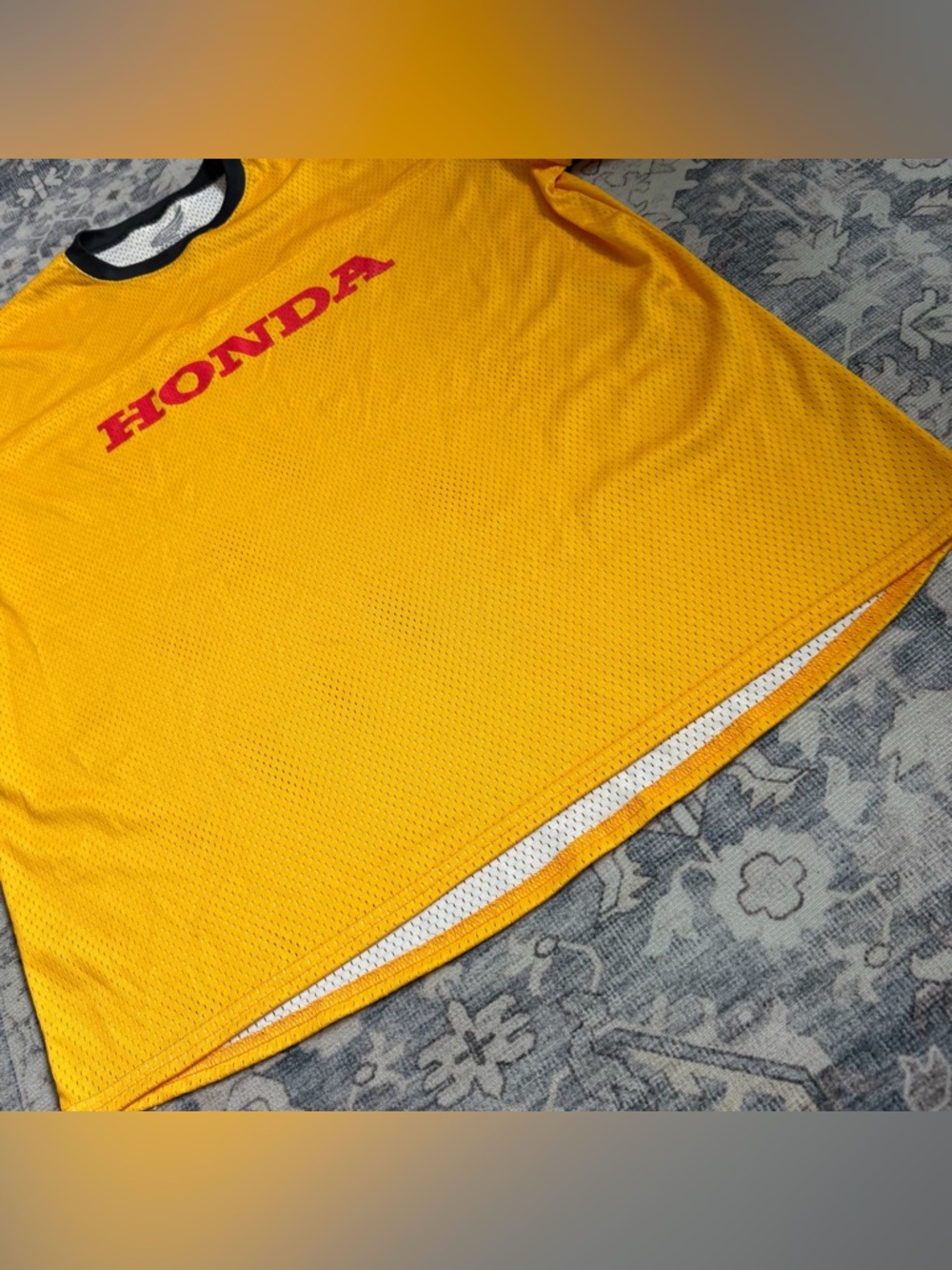 Honda Men’s Retro Mesh Racing Jersey Classic Logo Sz M Golden Long Sleeve GUC - Picture 5 of 8